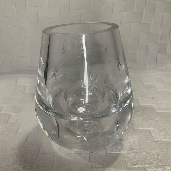 Atomic Art Glass Bubble Vase/Paperweight‎ From Poland. Etched MCM Moon & Stars - Picture 1 of 9